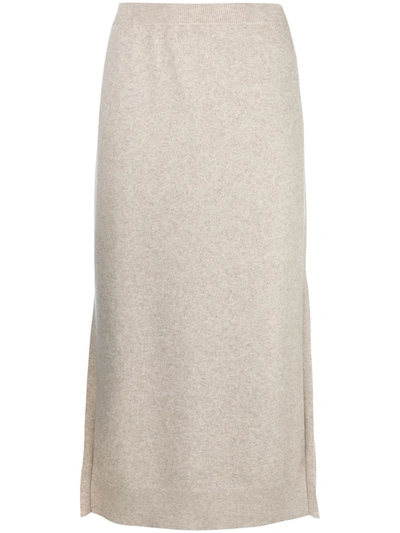 Shop Pringle Of Scotland Knitted Midi Skirt In Neutrals