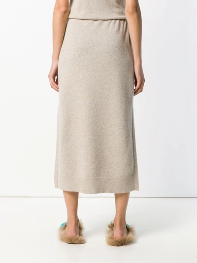 Shop Pringle Of Scotland Knitted Midi Skirt In Neutrals