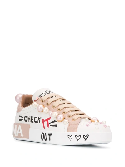 Shop Dolce & Gabbana Graphic Print Sneakers In White