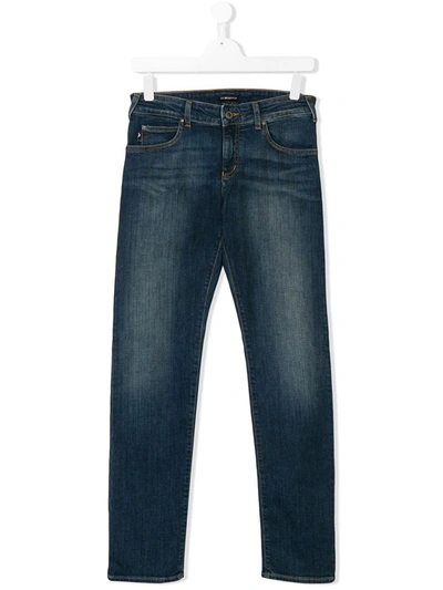 Shop Emporio Armani Straight Leg Jeans In Blue