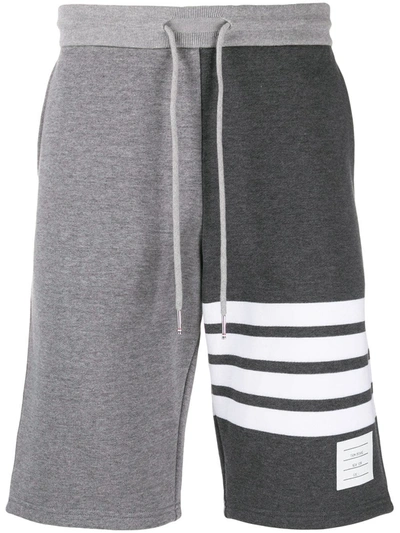 Shop Thom Browne 4-bar Stripe Tonal Track Shorts In Grey