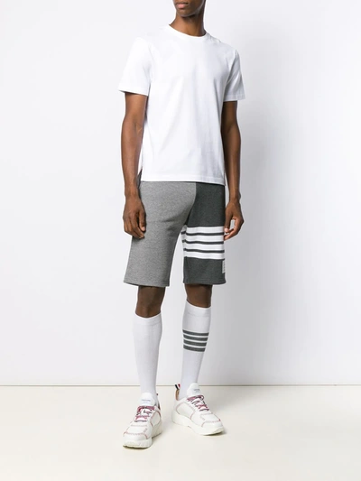 Shop Thom Browne 4-bar Stripe Tonal Track Shorts In Grey