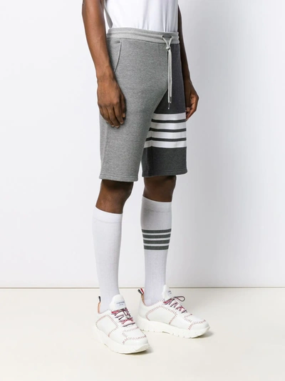 Shop Thom Browne 4-bar Stripe Tonal Track Shorts In Grey