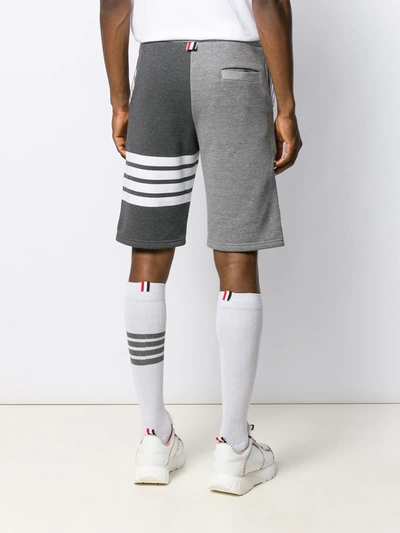 Shop Thom Browne 4-bar Stripe Tonal Track Shorts In Grey