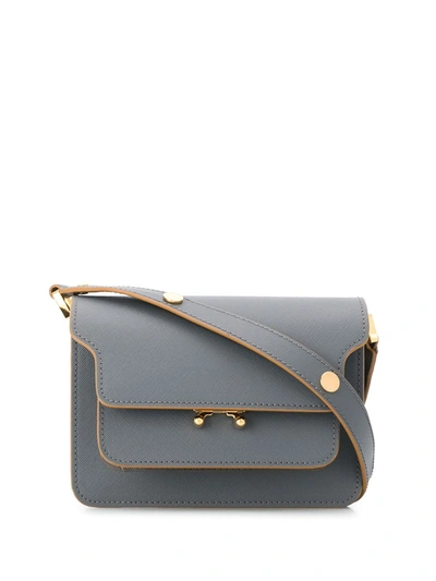 Shop Marni Trunk Contrast-trim Shoulder Bag In Grey