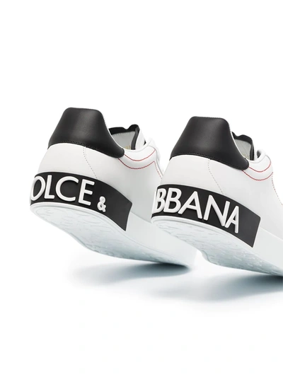 Shop Dolce & Gabbana Portofino Leather Sneakers In White ,black