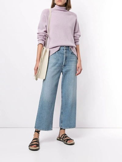 Shop Agolde High-rise Cropped Wide-leg Trousers In Blue