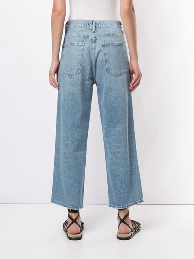 Shop Agolde High-rise Cropped Wide-leg Trousers In Blue