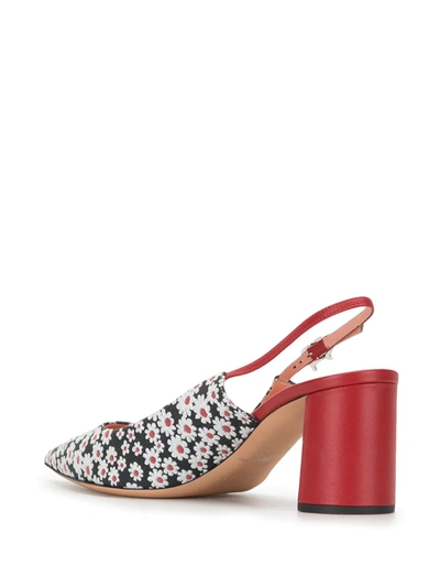 Shop Rochas Daisy Print Pointed Slingback Shoes In White