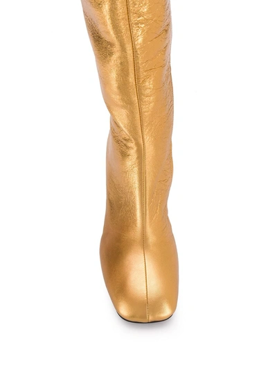 Shop Marni Metallic Square-toe Boots In Gold