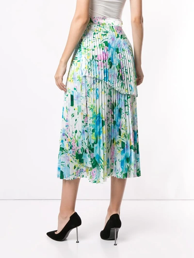 Shop Richard Quinn Floral Pleated Skirt In Blue