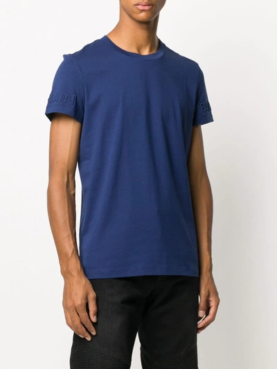 Shop Balmain Embossed Logo T-shirt In Blue