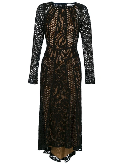 Shop Martha Medeiros Miranda Lace Midi Dress In Black