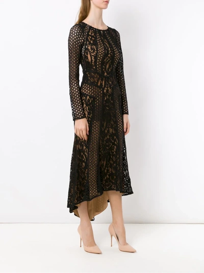 Shop Martha Medeiros Miranda Lace Midi Dress In Black