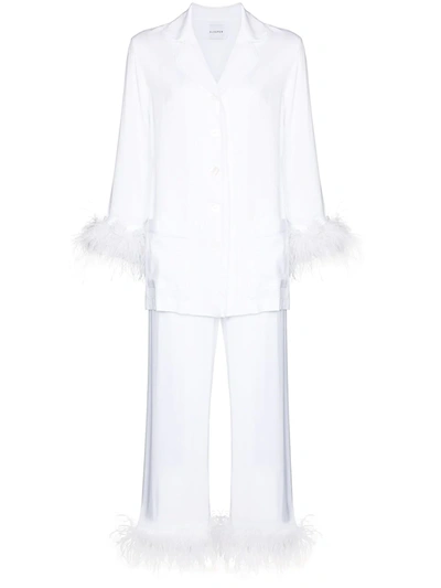 Shop Sleeper Feather-trim Two-piece Pyjama In White