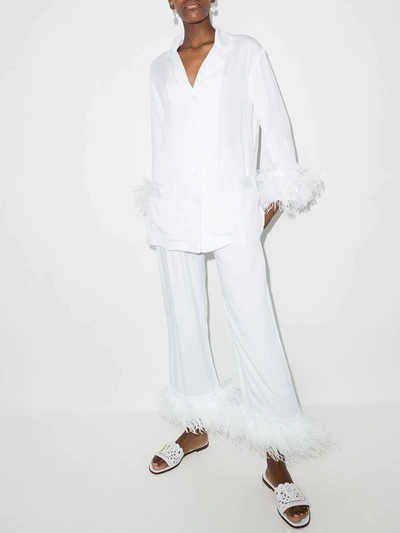 Shop Sleeper Feather Trim Pajama Set In White