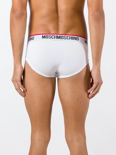 Moschino Logo Waistband Briefs In White