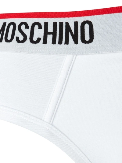 Moschino Logo Waistband Briefs In White