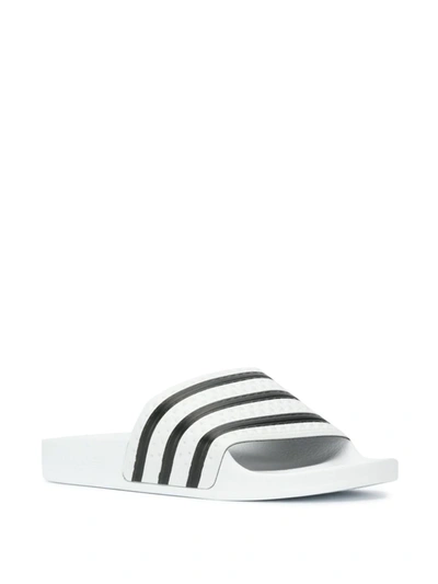 Shop Adidas Originals Adilette Stripe Slides In White