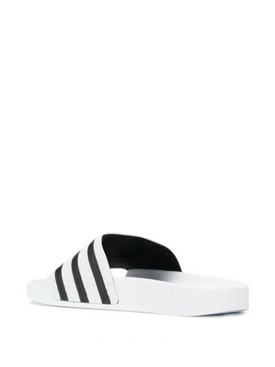 Shop Adidas Originals Adilette Stripe Slides In White