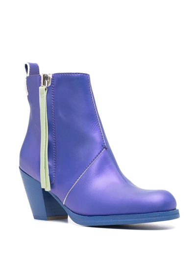 Shop Honey Fucking Dijon Zip-up Heeled Leather Boots In Blue