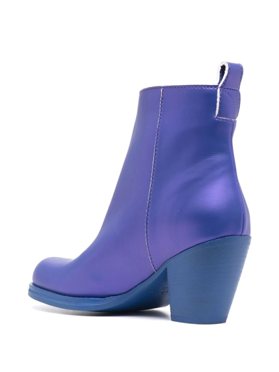 Shop Honey Fucking Dijon Zip-up Heeled Leather Boots In Blue