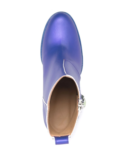 Honey Fucking Dijon Zip-up Heeled Leather Boots In Blue