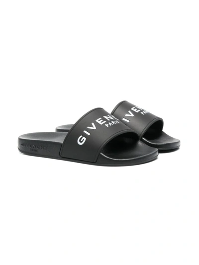 Shop Givenchy Logo-print Open-toe Sandals In Black