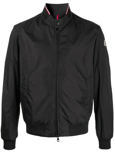 Shop Moncler Logo Patch Bomber Jacket In Black