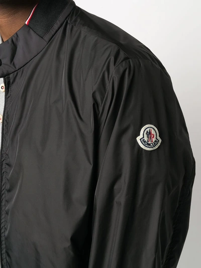 Shop Moncler Logo Patch Bomber Jacket In Black