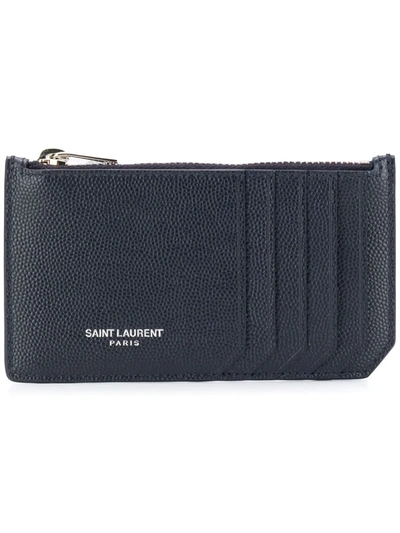 Shop Saint Laurent Fragments Logo Stamp Cardholder In Blue