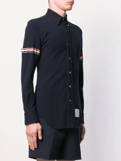 Shop Thom Browne Long Sleeve Button Down Shirt In Blue