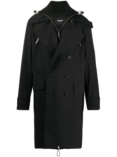 Shop Dsquared2 Double-breasted Trench Coat In Black