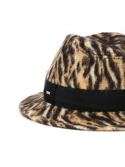 Shop Saint Laurent Ocelot-print Fedora Hat In Neutrals