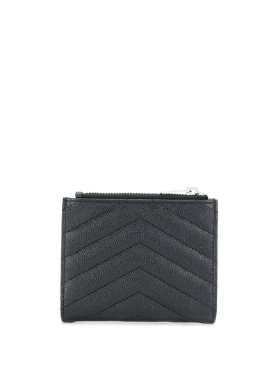 Shop Saint Laurent Quilted Monogram Wallet In Black
