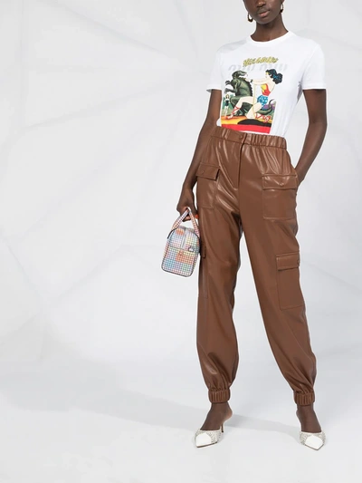 Shop Msgm High-waisted Pocket-detail Trousers In Brown