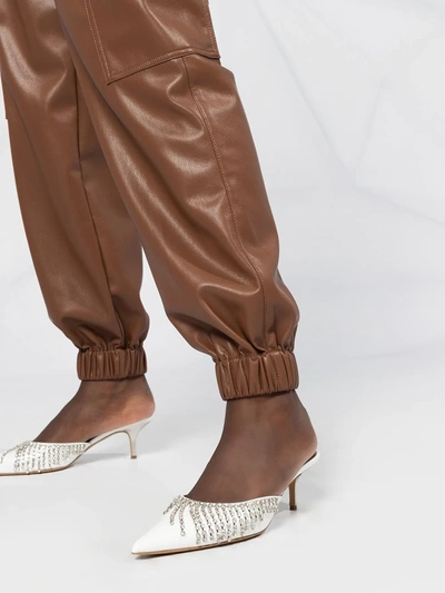 Shop Msgm High-waisted Pocket-detail Trousers In Brown