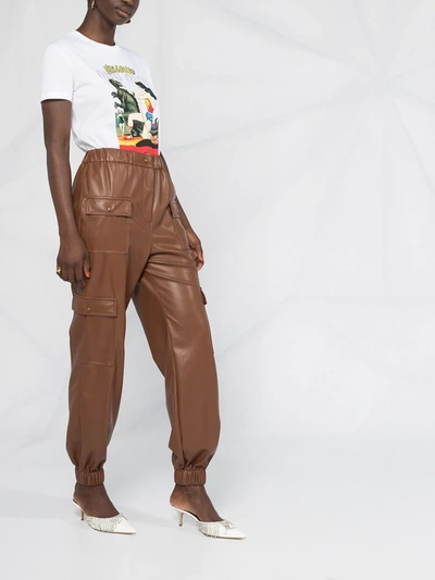 Msgm High-waisted Pocket-detail Trousers In Brown