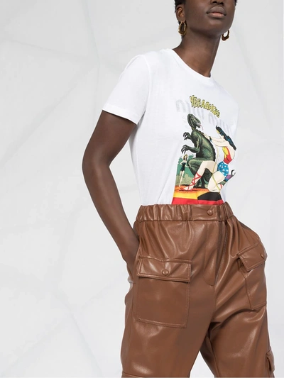 Shop Msgm High-waisted Pocket-detail Trousers In Brown