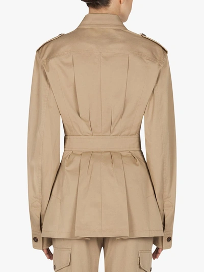 Shop Dolce & Gabbana Belted Button-up Jacket In Neutrals