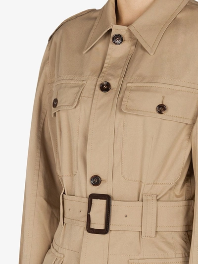 Shop Dolce & Gabbana Belted Button-up Jacket In Neutrals