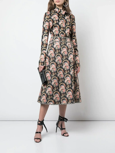 Shop Oscar De La Renta Floral Print Shirt In Black