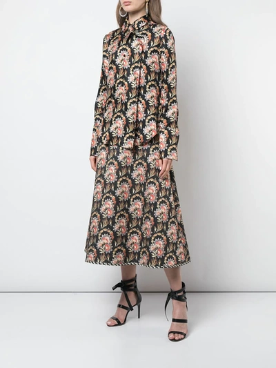 Shop Oscar De La Renta Floral Print Shirt In Black