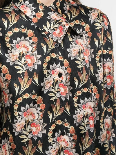 Shop Oscar De La Renta Floral Print Shirt In Black