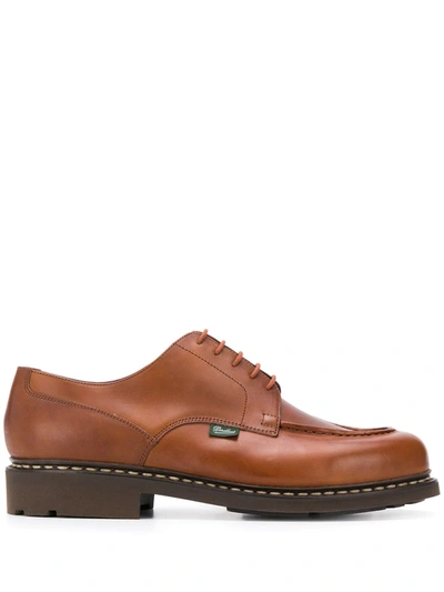 Shop Paraboot Exposed-stitched Leather Shoes In Brown