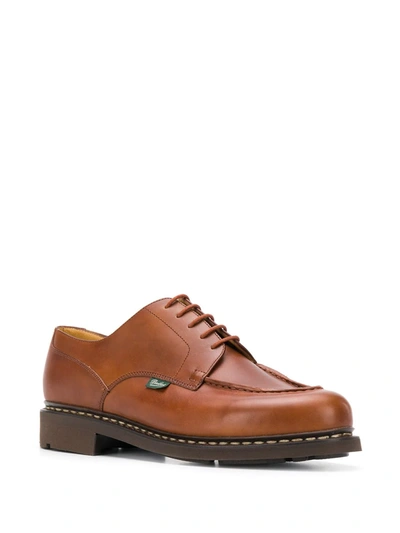 Shop Paraboot Exposed-stitched Leather Shoes In Brown