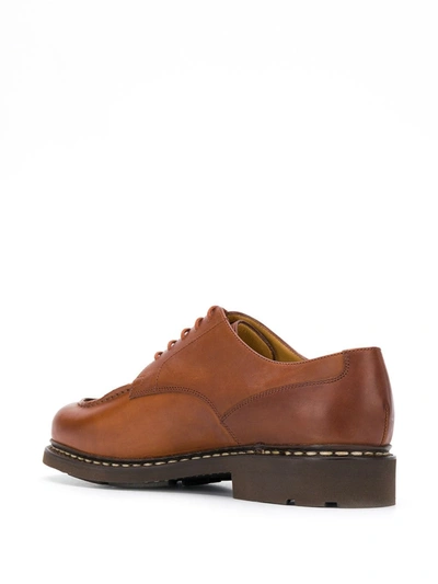Shop Paraboot Exposed-stitched Leather Shoes In Brown