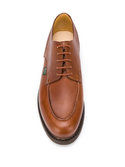 Shop Paraboot Exposed-stitched Leather Shoes In Brown