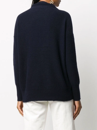 Shop Vince Roll Neck Jumper In Blue