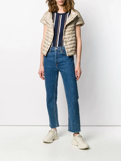 Shop Herno Short-sleeve Feather Down Jacket In Neutrals